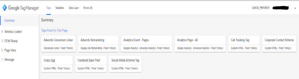 Google Tag Manager live preview, GTM live preview, GTM code on-page preview
